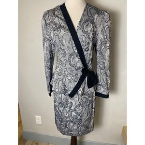 Chelsea LTD Vintage 90s Paisley Brocade Peplum Jacket Skirt 2 Piece Set Silver S